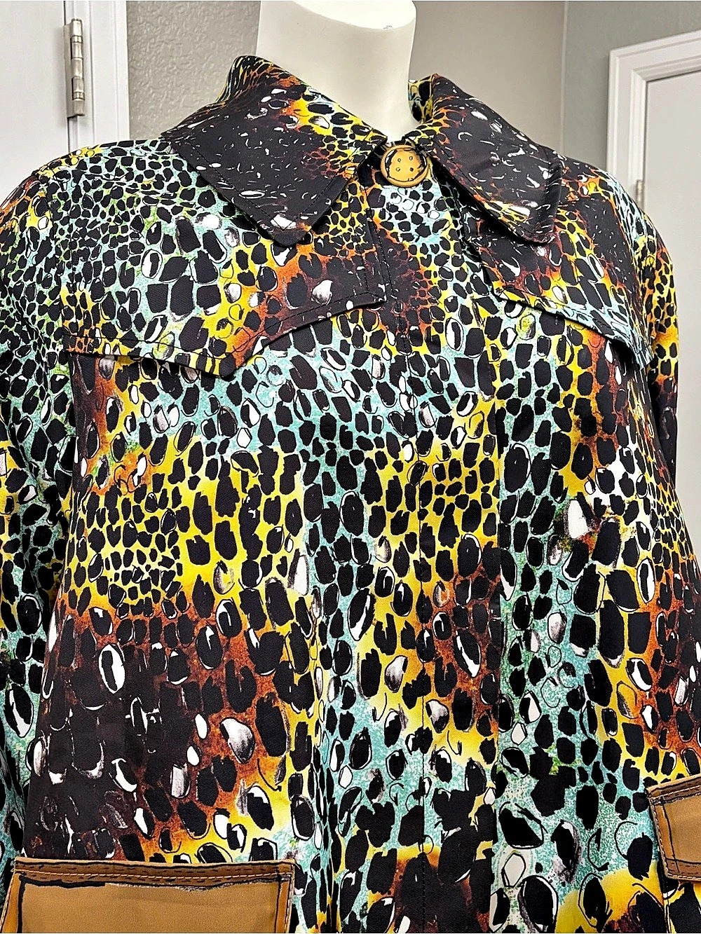 Persona by Marina Rinaldi Animal Print Trench Coat NWOT Size 22 - Picture 5 of 13